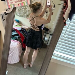 Black dress with floral prints